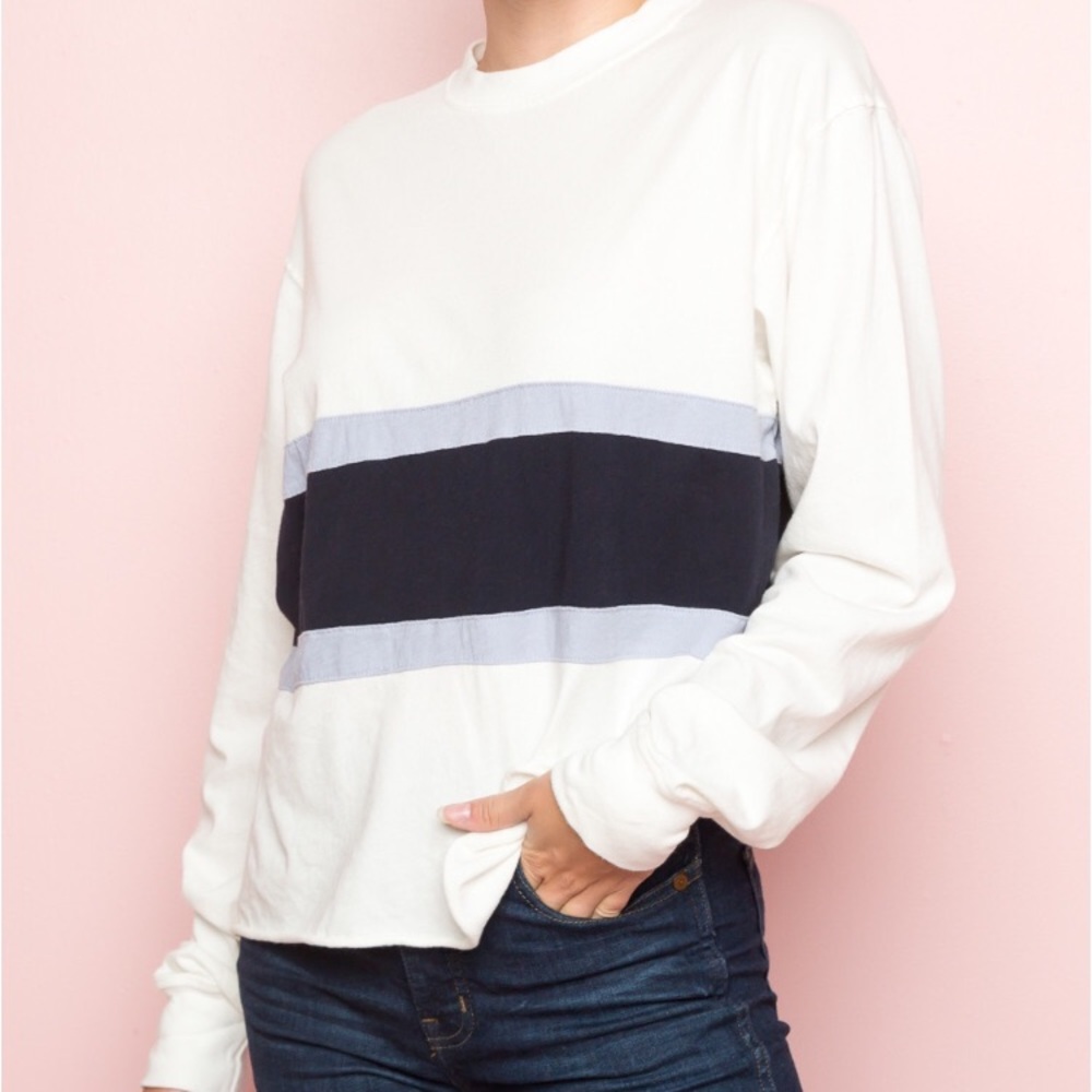 Brandy Melville Navy/Blue Long Sleeve Gretchen Top